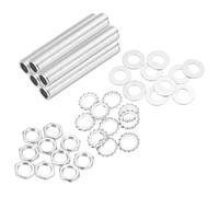 sourcing map 35Pcs 2.8" Lamp Pipe Nipples Kit with Hex Nuts Washers, 1/4IP All Threaded 1/2" Outer Diameter Lamp Rod Hollow Tube Fasteners for Lamp Assembly Chandelier DIY Repair, Silver