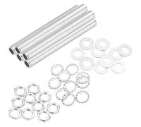 sourcing map 35Pcs 3.9" Lamp Pipe Nipples Kit with Hex Nuts Washers, 1/4IP All Threaded 1/2" Outer Diameter Lamp Rod Hollow Tube Fasteners for Lamp Assembly Chandelier DIY Repair, Silver