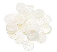 sourcing map 35Pcs Natural Shell Button, 2 Hole 25mm Round Mother of Pearl Buttons for Shirt Coats Suits Jacket Jeans Skirts DIY Sewing Crafts, White