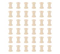 sourcing map 36 Pcs 2.0x3.0cm Small Empty Thread Spools, Natural Color Unfinished Wooden Spools Wire Weaving Bobbins, Wire Weaving Bobbins for Embroidery DIY Sewing Machines Cord Jewelry Chain