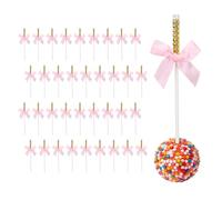 sourcing map 36 Pcs Bling Rhinestone Cake Sticks, Bow Lollipop Cake Toppers Picks Glitter Lollipop Cupcake Decorations for Chocolate Fruit Dessert Wedding Party Christmas, Bright Red