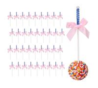 sourcing map 36 Pcs Bling Rhinestone Cake Sticks, Bow Lollipop Cake Toppers Picks Glitter Lollipop Cupcake Decorations for Chocolate Fruit Dessert Wedding Party Christmas, Rose Red