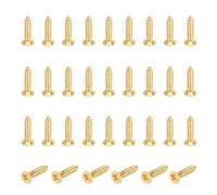 sourcing map 36 Pcs Brass Screws, M3 x 12mm Solid Phillips Flat Head Self-Tapping Wood Screw Fasteners for Woodworking Furniture Repair Photo Frame Drywall Home Appliances