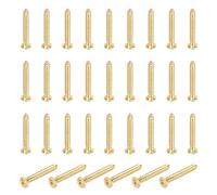 sourcing map 36 Pcs Brass Screws, M3 x 20mm Solid Phillips Flat Head Self-Tapping Wood Screw Fasteners for Woodworking Furniture Repair Photo Frame Drywall Home Appliances