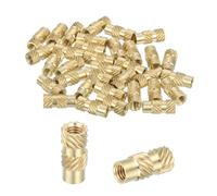sourcing map 36 Pcs Threaded Inserts, M3 Brass Heat Set Insert for 3D Printing and Plastic Material Female Knurled Insert Nuts for Laptops Electronic Products, M3x4.5x10mm