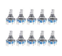 sourcing map 360 Degree Rotary Encoder Code Switch Digital Potentiometer 5 Pins 15mm D-Shaft 10Pcs