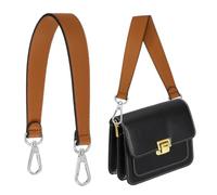 sourcing map 36cm Leather Purse Strap Replacement Crossbody, 14 Inch Bag Strap Purse Straps for Women Crossbody Bags Shoulder Bag Handbag Making, Brown/Silver