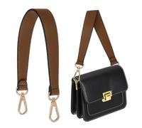sourcing map 36cm Leather Purse Strap Replacement Crossbody, 14 Inch Bag Strap Purse Straps for Women Crossbody Bags Shoulder Bag Handbag Making, Coffee/Gold