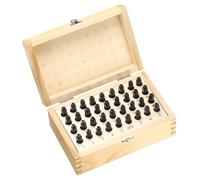 sourcing map 36pcs 40Cr Alloy Steel Stamps Set 1/4" (6mm) A-Z / 0-8 / "&" Symbol Number Letter Punch Press Tool Steel Reverse Punch Stamp with Wood Case for Plastic Wood Leather