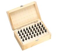 sourcing map 36pcs 40Cr Alloy Steel Stamps Set 3/16" (5mm) A-Z / 0-8 / "&" Symbol Number Letter Punch Press Tool Steel Reverse Punch Stamp with Wood Case for Plastic Wood Leather