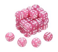 sourcing map 36Pcs 6 Sided Colored Standard Dice, 16mm Acrylic D6 Mini Polyhedral Pearl Pattern Game Dice Set for Table Games, Pink/White Point