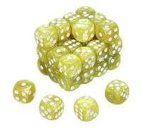 sourcing map 36Pcs 6 Sided Colored Standard Dice, 16mm Acrylic D6 Mini Polyhedral Pearl Pattern Game Dice Set for Table Games, Yellow/White Point