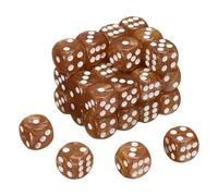 sourcing map 36Pcs 6 Sided Colored Standard Dice, 16mm Acrylic D6 Mini Polyhedral Pearl Pattern Game Dice Set for Table Games, Brown/White Point