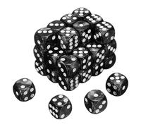 sourcing map 36Pcs 6 Sided Colored Standard Dice, 16mm Acrylic D6 Mini Polyhedral Pearl Pattern Game Dice Set for Table Games, Black/White Point