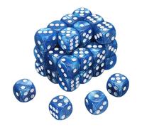 sourcing map 36Pcs 6 Sided Colored Standard Dice, 16mm Acrylic D6 Mini Polyhedral Pearl Pattern Game Dice Set for Table Games, Blue/White Point