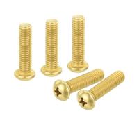 sourcing map 36Pcs Brass Machine Screws, M5x20mm Phillips Pan Head Fastener Machinery Bolts, Pan Head Fastener Bolts for Furniture, Office Equipment, Electronics, Brass Tone