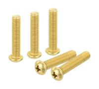 sourcing map 36Pcs Brass Machine Screws, M5x25mm Phillips Pan Head Fastener Machinery Bolts, Pan Head Fastener Bolts for Furniture, Office Equipment, Electronics, Brass Tone