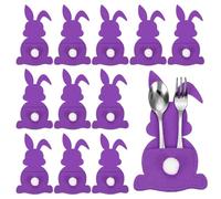 sourcing map 36Pcs Easter Bunny Utensil Cutlery Holder, 5.9x3.2" Felt Easter Cutlery Holders Cutlery Sleeve for Knife Forks Settings Tableware Decoration Wedding Birthday Party, Purple