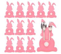 sourcing map 36Pcs Easter Bunny Utensil Cutlery Holder, 5.9x3.2" Felt Easter Cutlery Holders Cutlery Sleeve for Knife Forks Settings Tableware Decoration Wedding Birthday Party, Pink