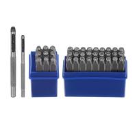 sourcing map 36pcs Metal Stamping Kit 1/8" (3mm) (A-Z, 0-8, "&" Symbol) Steel Letter Punch Press Tool with Hole Punch to Stamp on Metal, Plastic, Wood, Leather, Silver