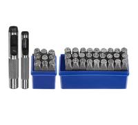 sourcing map 36pcs Metal Stamping Kit 25/64" (10mm) (A-Z, 0-8, "&" Symbol) Steel Letter Punch Press Tool with Hole Punch to Stamp on Metal, Plastic, Wood, Leather, Silver