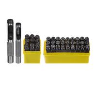 sourcing map 36pcs Metal Stamping Kit 25/64" (10mm) (A-Z, 0-8, "&" Symbol) Steel Letter Punch Press Tool with Hole Punch to Stamp on Metal, Plastic, Wood, Leather, Black