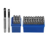 sourcing map 36pcs Metal Stamping Kit 3/16" (5mm) (A-Z, 0-8, "&" Symbol) Steel Letter Punch Press Tool with Hole Punch to Stamp on Metal, Plastic, Wood, Leather, Silver