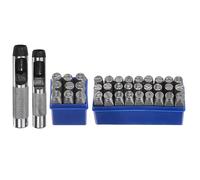 sourcing map 36pcs Metal Stamping Kit 31/64" (12.5mm) (A-Z, 0-8, "&" Symbol) Steel Letter Punch Press Tool with Hole Punch to Stamp on Metal, Plastic, Wood, Leather, Silver