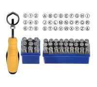 sourcing map 36pcs Metal Stamping Kit 31/64" (12.5mm) (A-Z, 0-8, "&" Symbol) Steel Letter Punch Press Tool with Holder to Stamp on Metal, Plastic, Wood, Leather, Silver