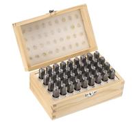 sourcing map 36pcs Metal Stamping Kit 5/16" (8mm) Steel Uppercase Letter and Number Punch Set (A-Z / 0-8 / "&" Symbol) Sandblasting Punch Press Tool for Imprinting Metal Plastic Wood Leather