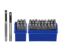 sourcing map 36pcs Metal Stamping Kit 5/32" (4mm) (A-Z, 0-8, "&" Symbol) Steel Letter Punch Press Tool with Hole Punch to Stamp on Metal, Plastic, Wood, Leather, Silver
