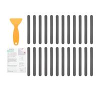 sourcing map 36Pcs Non-Slip Bathtub Stickers, 20x2 cm Strip Shape Shower Floor Non Slip Stickers with Scraper for Bathroom Shower Stairs Ladders, Gray