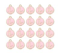 sourcing map 36pcs Pendants Letter Charm Initial Charm Double Sided Enamel Alphabet L for DIY Necklace Bracelet Earrings Jewelry Making Gold & Pink
