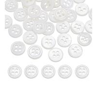 sourcing map 36Pcs Round Natural Shell Buttons,10mm 4 Holes Mother of Pearl Craft Seashell Sewing Buttons for Clothes Shirts Dresses Sewing DIY Craft Making,White