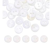 sourcing map 36Pcs Round Natural Shell Buttons,9mm 2 Holes Mother of Pearl Craft Seashell Sewing Buttons for Clothes Shirts Dresses Sewing DIY Craft Making,Porcelain White