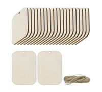 sourcing map 36pcs Rounded Rectangle Blank Wood Tags with Hole 2 x 2.8 Inch Unfinished Wood Pieces Wooden Gift Tags with 32.8 Ft Rope for Craft Projects, Hanging Decorations, Gift Making