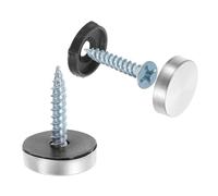 sourcing map 36pcs Screw Covers Caps, 16mm Dia Stainless Steel Mirror Screws Decorative Cover Caps Nails Flat Gasket Mirror Screw Fasteners for Sign Advertising Hardware Construction, Silver
