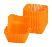 sourcing map 36Pcs Silicone Cupcake Baking Cups, Silicone Muffins Liners Non-Stick Square Baking Cups, for Cooking Eggs Baking Muffins and Make a Cake(Orange)