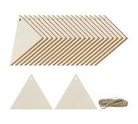 sourcing map 36pcs Triangle Blank Wood Tags with Hole 3.35 x 3.9 Inch Unfinished Wood Pieces Wooden Gift Tags with 32.8 Ft Rope for Craft Projects, Hanging Decorations, Gift Making