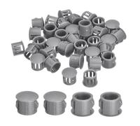 sourcing map 38Pcs 11mm(7/16") Nylon Hole Plugs, Flush Type Panel Round Snap in Fastener Knockout Locking Plugs for Furniture Insert End Caps Panels, Gray