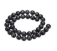 sourcing map 38pcs Black Cat's Eye Stone Beads 10mm Round Smooth Gemstone Crystal Loose Bead for Jewelry Making Bracelets Necklace Earrings DIY