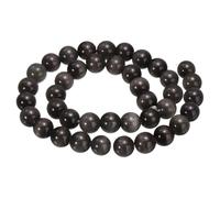sourcing map 38pcs Black Gray Cat's Eye Stone Beads 10mm Round Smooth Gemstone Crystal Loose Bead for Jewelry Making Bracelets Necklace Earrings DIY