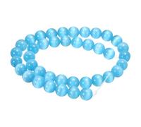 sourcing map 38pcs Blue Cat's Eye Stone Beads 10mm Round Smooth Gemstone Crystal Loose Bead for Jewelry Making Bracelets Necklace Earrings DIY