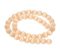 sourcing map 38pcs Champagne Cat's Eye Stone Beads 10mm Round Smooth Gemstone Crystal Loose Bead for Jewelry Making Bracelets Necklace Earrings DIY