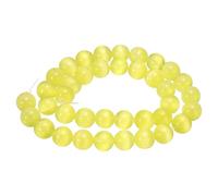 sourcing map 38pcs Honey Yellow Cat's Eye Stone Beads 10mm Round Smooth Gemstone Crystal Loose Bead for Jewelry Making Bracelets Necklace Earrings DIY