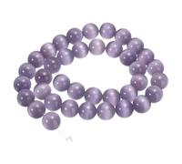 sourcing map 38pcs Light Violet Cat's Eye Stone Beads 10mm Round Smooth Gemstone Crystal Loose Bead for Jewelry Making Bracelets Necklace Earrings DIY