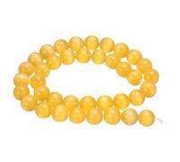 sourcing map 38pcs Orange Yellow Cat's Eye Stone Beads 10mm Round Smooth Gemstone Crystal Loose Bead for Jewelry Making Bracelets Necklace Earrings DIY