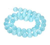 sourcing map 38pcs Pale Blue Cat's Eye Stone Beads 10mm Round Smooth Gemstone Crystal Loose Bead for Jewelry Making Bracelets Necklace Earrings DIY