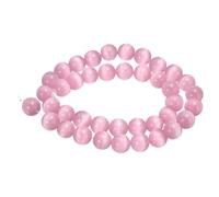 sourcing map 38pcs Pink Cat's Eye Stone Beads 10mm Round Smooth Gemstone Crystal Loose Bead for Jewelry Making Bracelets Necklace Earrings DIY