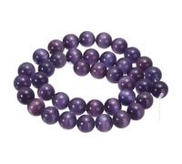 sourcing map 38pcs Violet Cat's Eye Stone Beads 10mm Round Smooth Gemstone Crystal Loose Bead for Jewelry Making Bracelets Necklace Earrings DIY